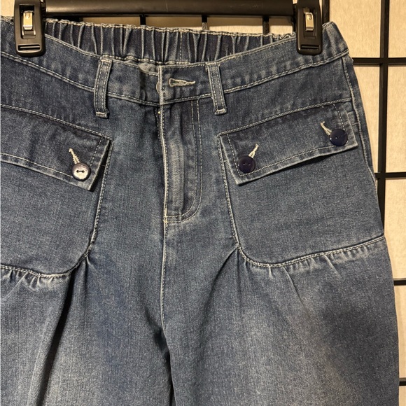 Blue High-Waist Relaxed Jeans for Women With Tie Ankles - Picture 5 of 8